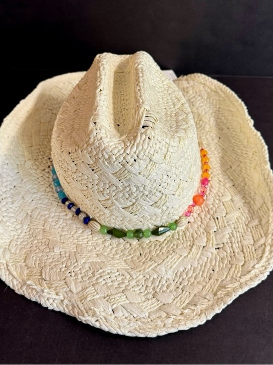 NWT Anthropologie  Cream Cowboy Hat with Multicolor Beaded Band main image 8